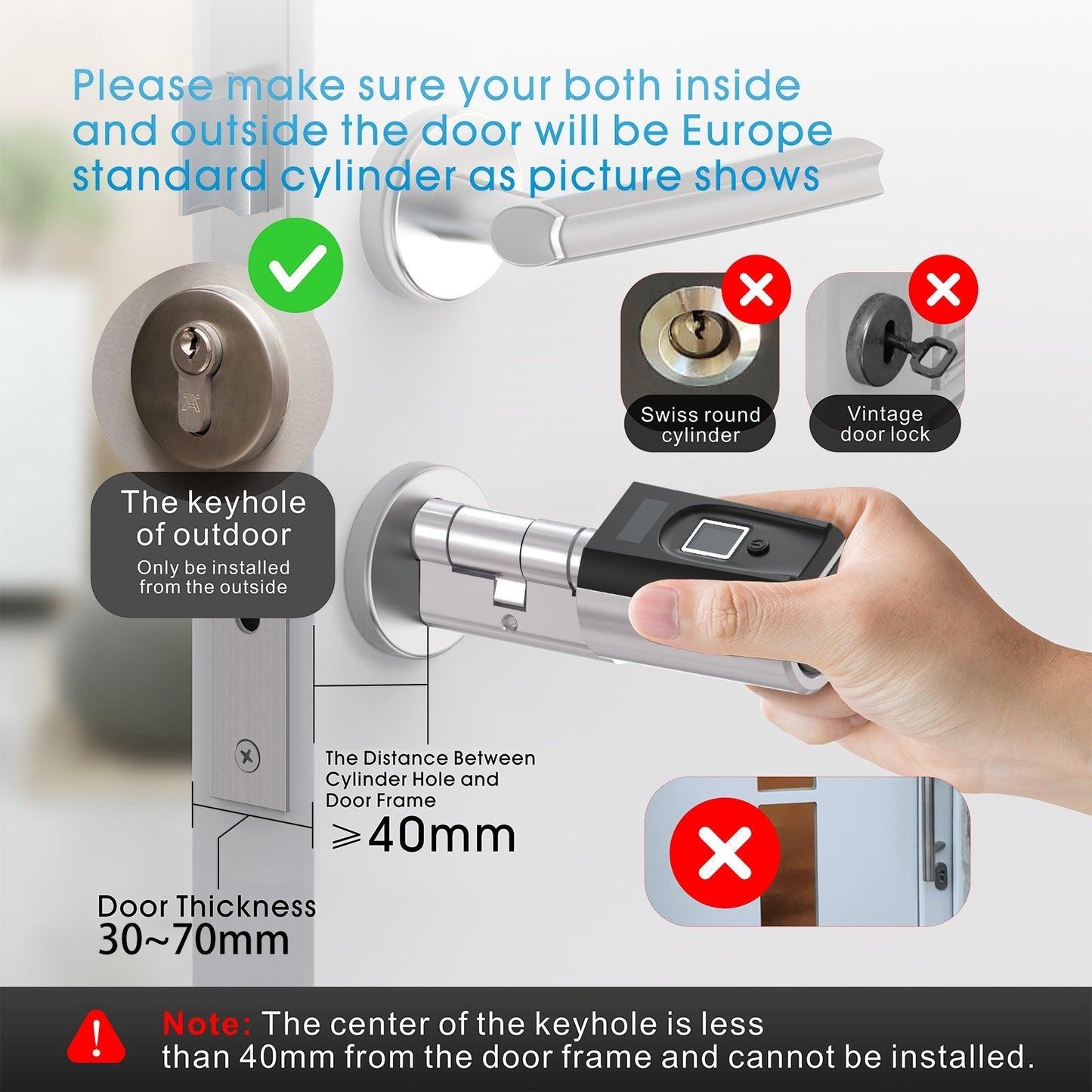 Welock Fingerprint Electronic Smart Door Lock Cylinder SECBN51 - WELOCK