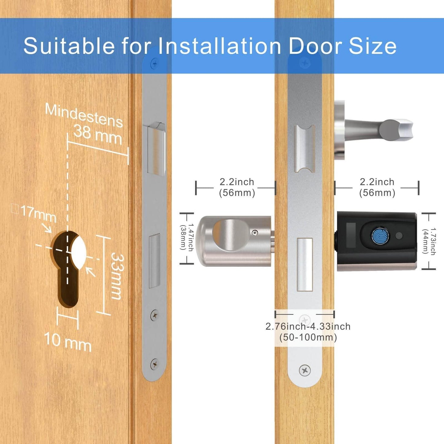 Welock Fingerprint Smart Lock Electronic Door Lock Cylinder Touch41 - WELOCK
